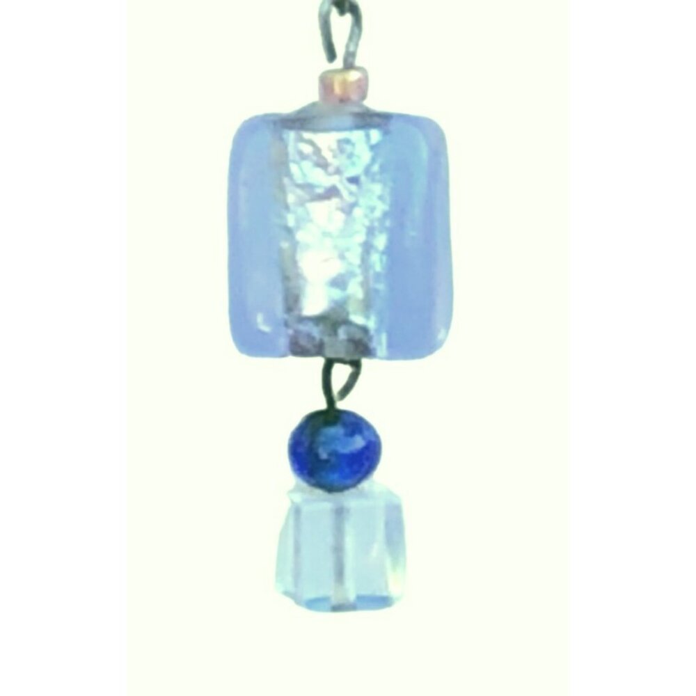 Handmade Light Purple Lilac Foiled Art Glass Bead Earrings on Sterling Silver Fi - Picture 2 of 4